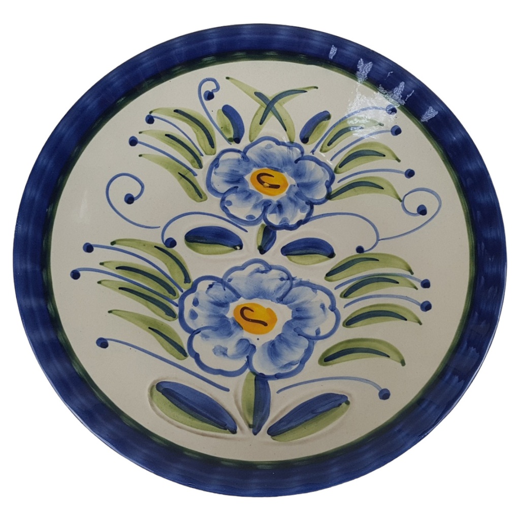 Claudio Bernini Keramik Schale Wandteller Blumenmotiv D 26,3 cm