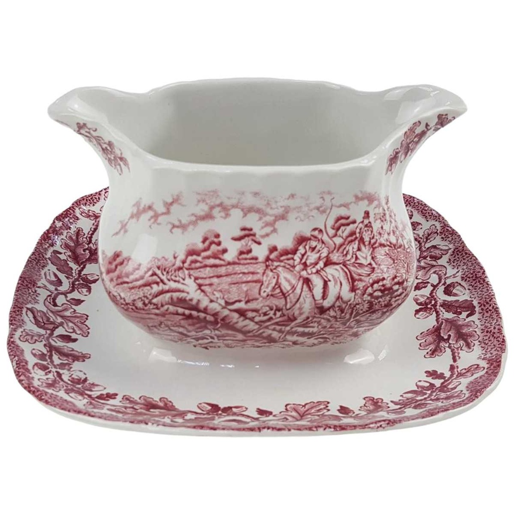 [45814040] Sauciere mit Teller Myott Country Life Rot gebraucht - sehr gut