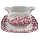 Sauciere mit Teller Myott Country Life Rot gebraucht - sehr gut