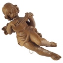 Figur Skulptur Engel Putto mit Laute Holz geschnitzt Kunsthandwerk H 32 cm