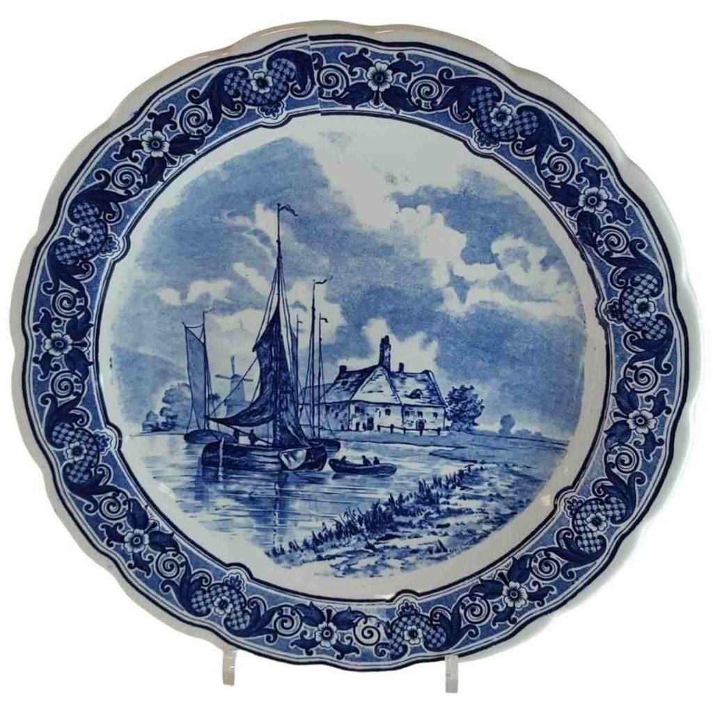 Wandteller Royal Sphinx Maastricht Delfts Schiffe Hafen Sammelteller D 30,7 cm