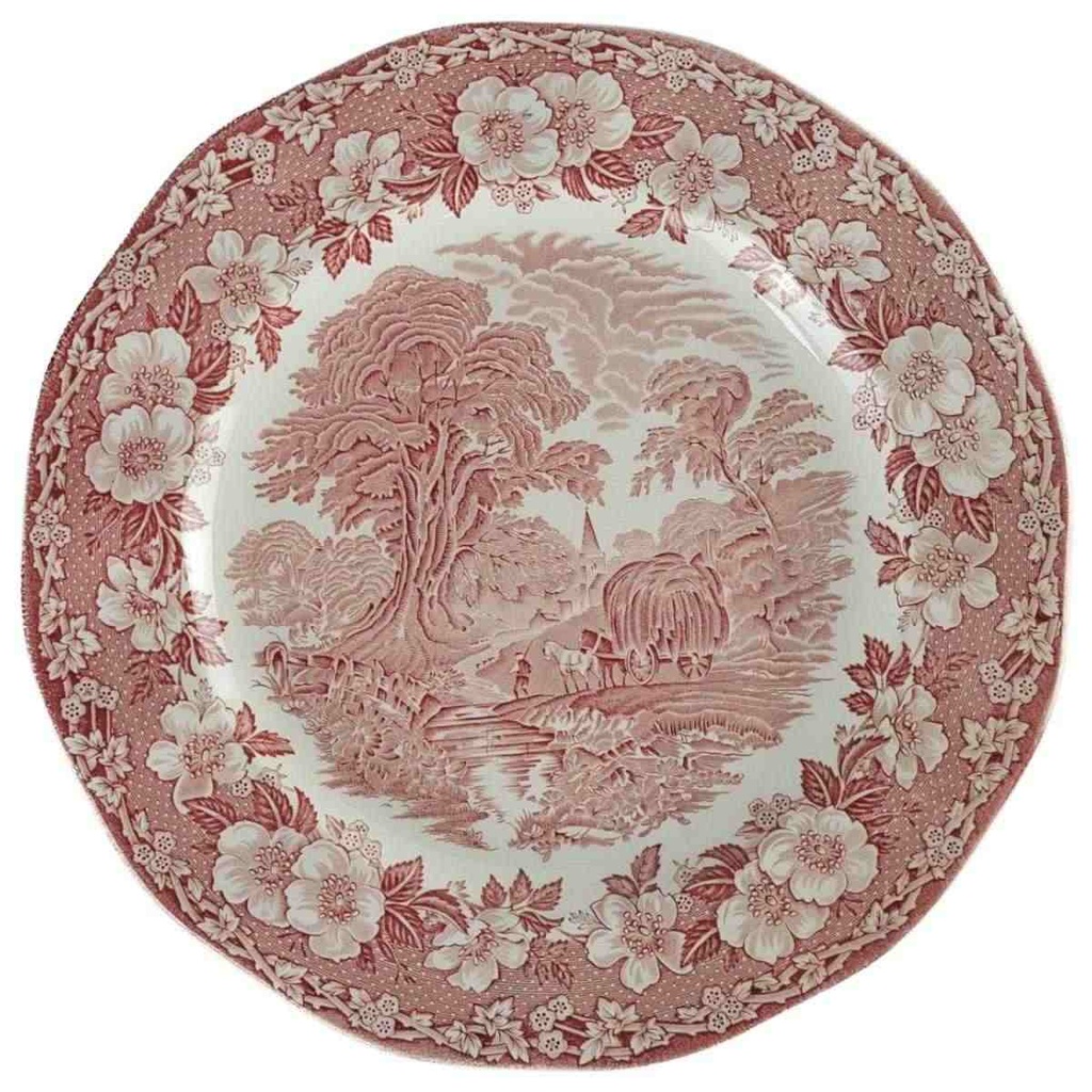 Speiseteller Essteller groß 28,5 cm Enoch Wedgwood Woodland Rot gebraucht - gut
