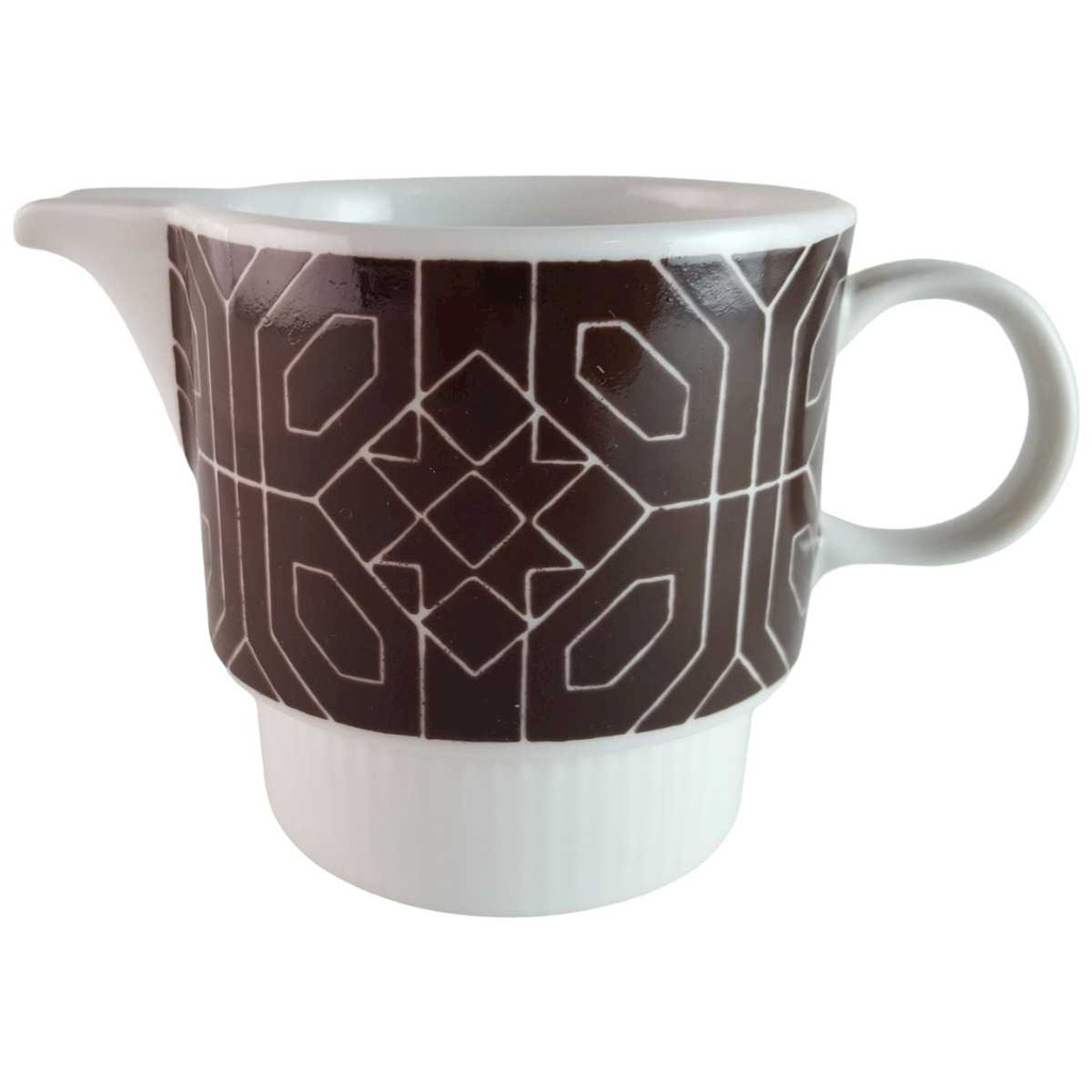 Milchkännchen Melitta alte Formen gerillt weiß braun Vintage