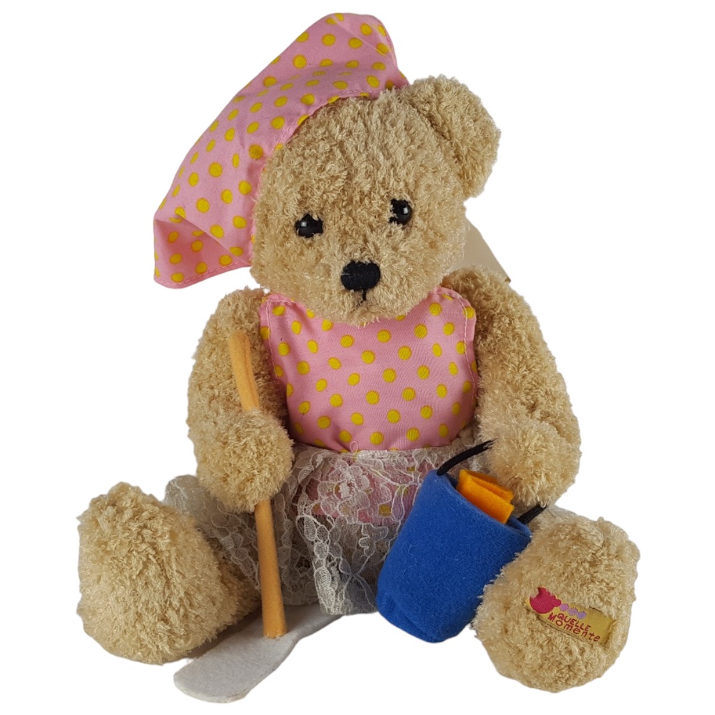 Heunec Teddy Bär Quelle Momente Plüschtier mit Eimer und Mop 19 cm