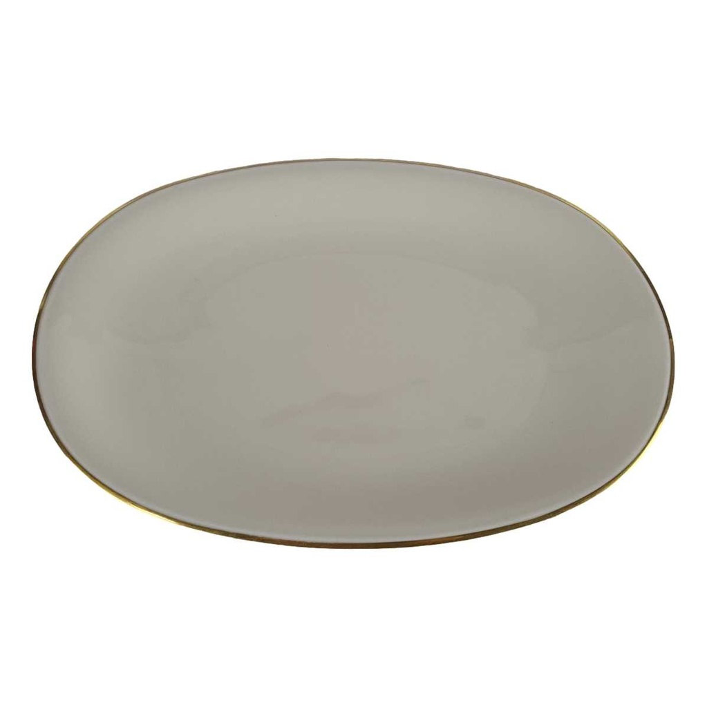 [458140719] Servierplatte Goldrand 32,5x22,5 cm Mitterteich Elfenbein mit gebraucht - gut