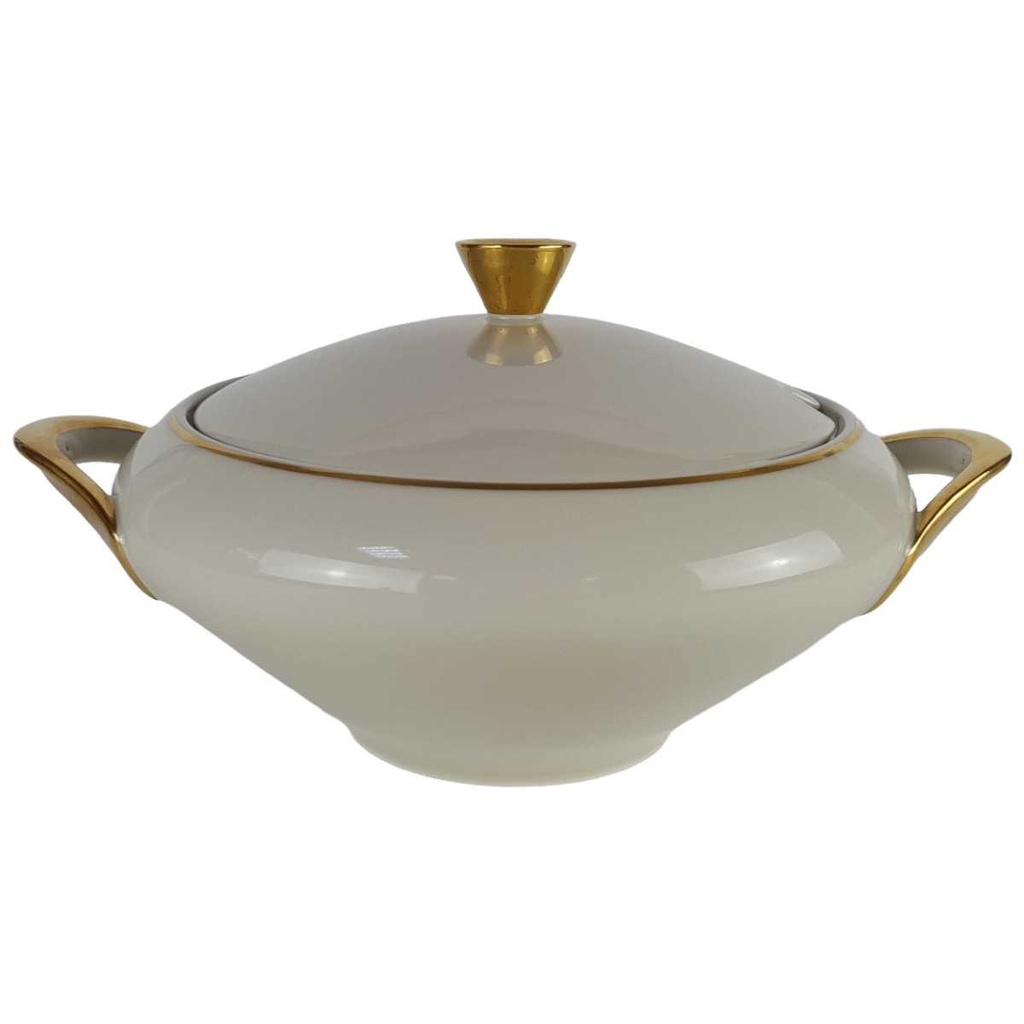 [458140721] Suppenterrine Terrine Goldrand 1,4 L Mitterteich Form 22590 Elfenbein Beige gebraucht - gut