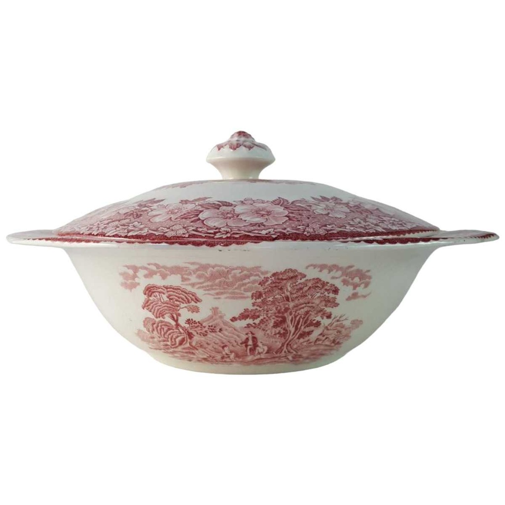 Deckelschüssel 24 cm Enoch Wedgwood Woodland Rot gebraucht - akzeptabel