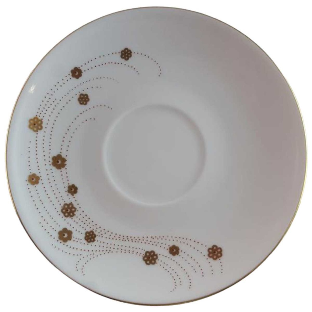 [45814090] Untertasse für Kaffee 14,6 cm Graf von Henneberg Goldblummchen Rotpunkte gebraucht - gut