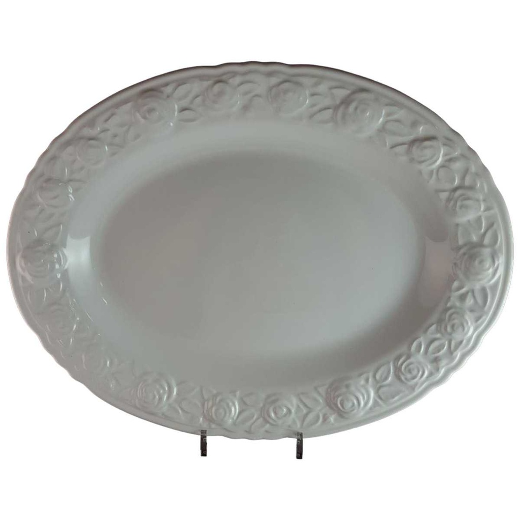 [45814125] Servierplatte Quadrifoglio Franco Giorgi Rosendekor weiß große 50,8x39,2 cm