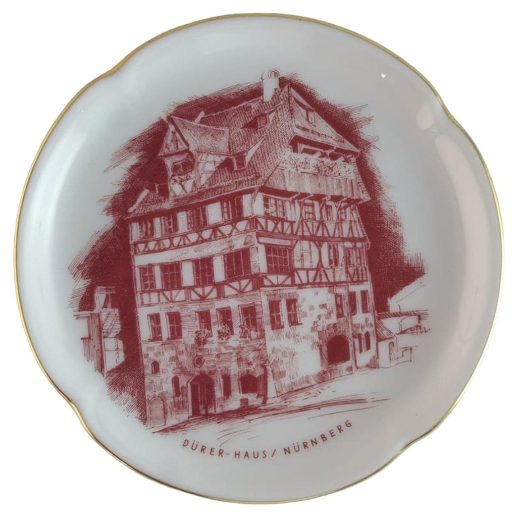[45814144] Untersetzer Glasuntersetzer Teebeutelablage 10,3 cm Porzellan Manufaktur München Dürer Haus Nürnberg gebraucht - sehr gut
