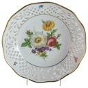 Schale Durchbruchschale Durchbrucharbeit 18,8 cm Marienbad Ingres Weiss Blumendekor Blumen gebraucht - gut