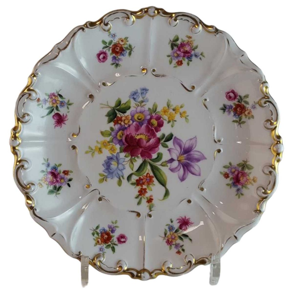 Zierschale 21,7 cm Graf von Henneberg Blumen gebraucht - akzeptabel