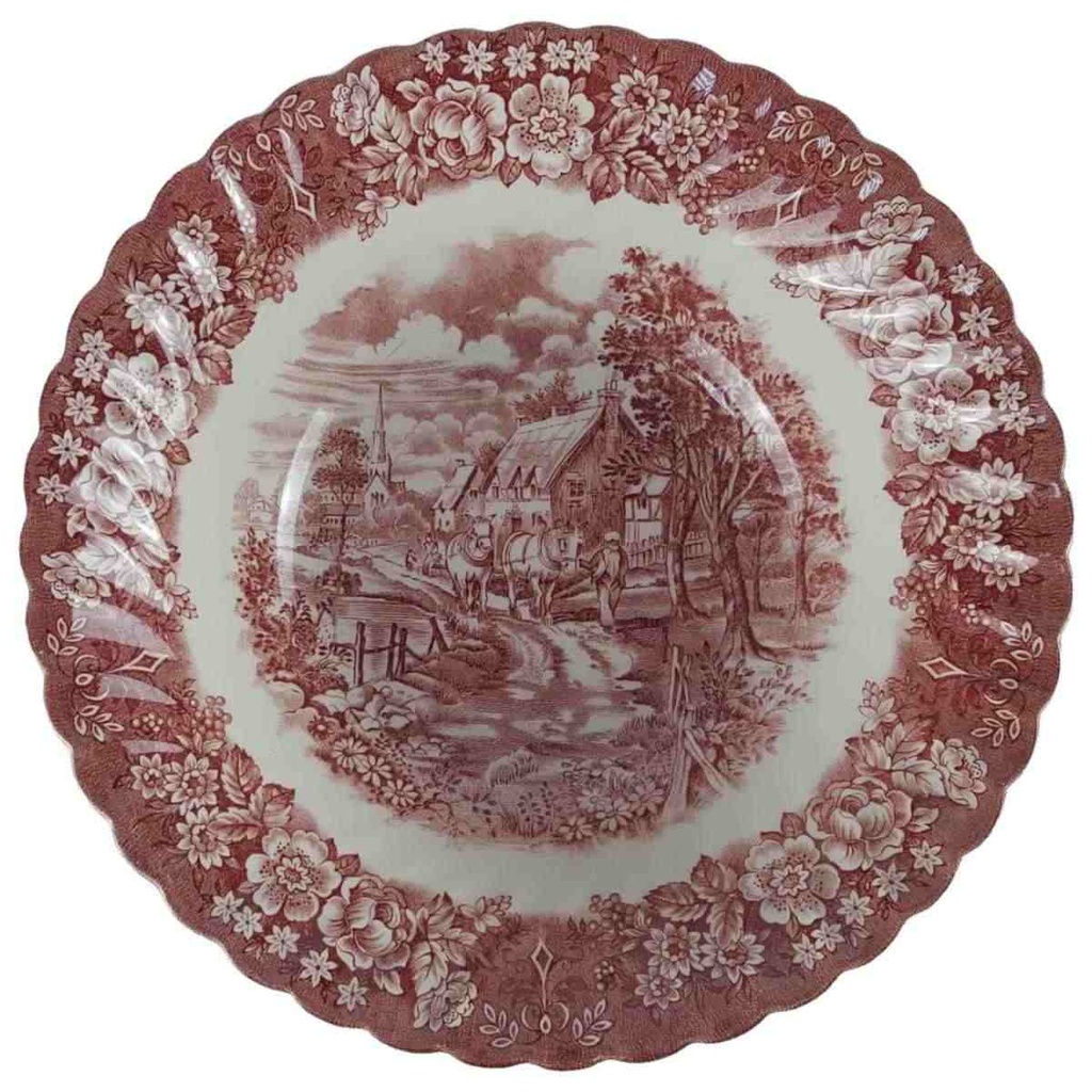 [458142375] Schüssel Servierschüssel 23 cm British Anchor Hocking Memory Lane Rot gebraucht - sehr gut