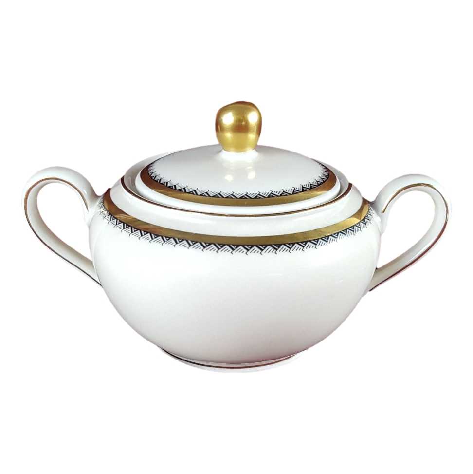 [458142400] Zuckerdose Seltmann Weiden Form 30007 schwarz gold Dekor gebraucht - gut