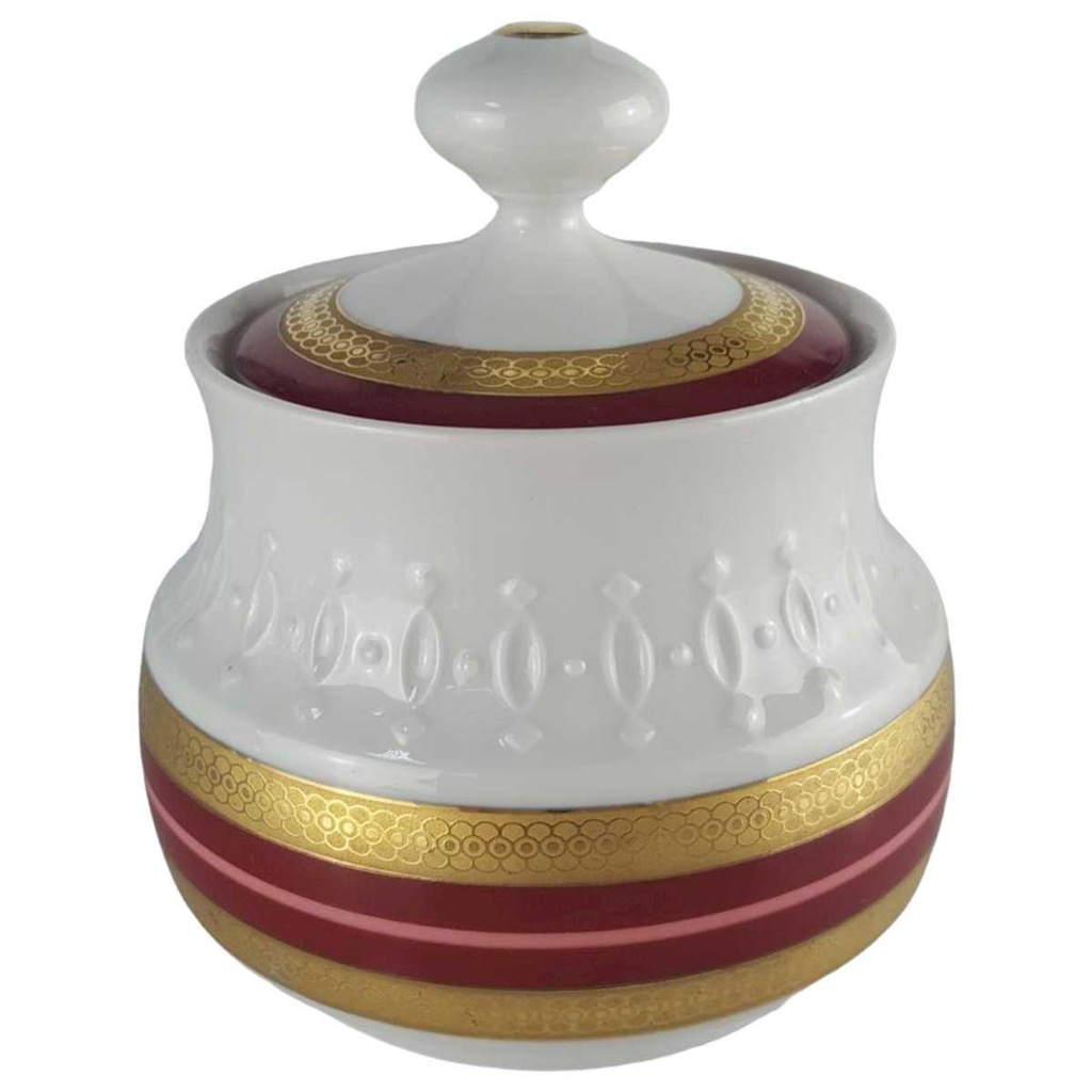 [458142426] Zuckerdose Golddekor Mitterteich Form 950 rotes Band gebraucht - sehr gut