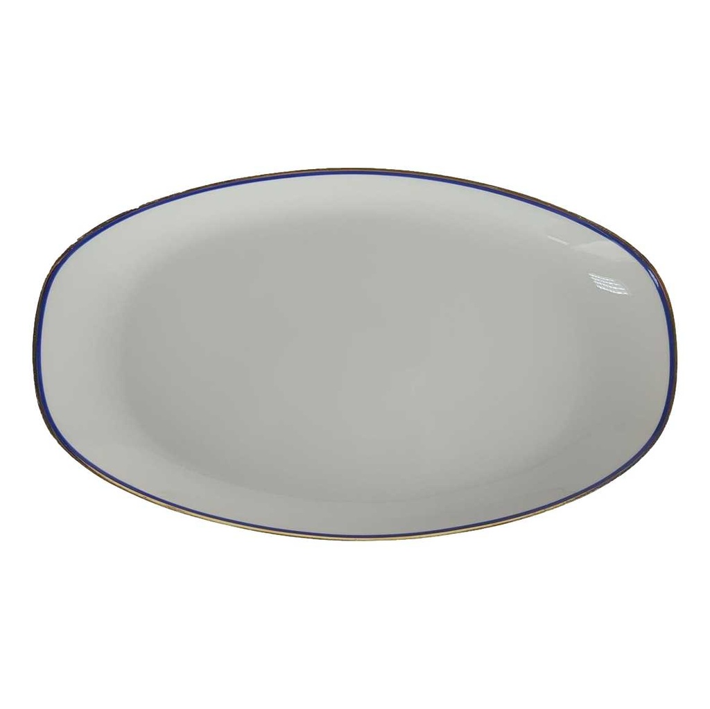 [458142458] Servierplatte Steakplatte 33x19,5 cm Arzberg Rand Blau Gold gebraucht - gut