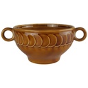 Suppentasse Suppenbecher Pagnossin Earthenware braun Relief Kreise gebraucht - gut