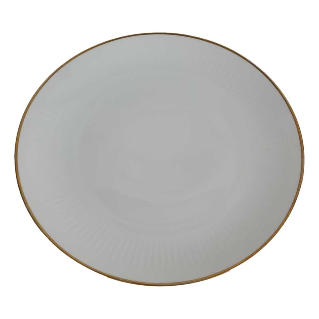 [458142496] Speiseteller Essteller Goldrand 23,9 cm Bareuther Waldsassen Unbestimmte Formen weiß gebraucht - akzeptabel