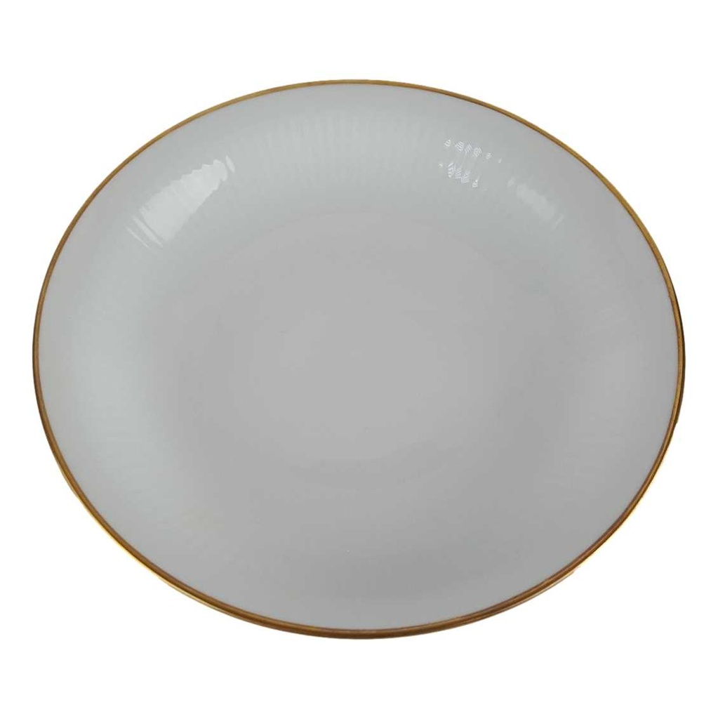 [458142499] Suppenteller Goldrand 22,3 cm Bareuther Waldsassen Unbestimmte Formen weiß gebraucht - gut