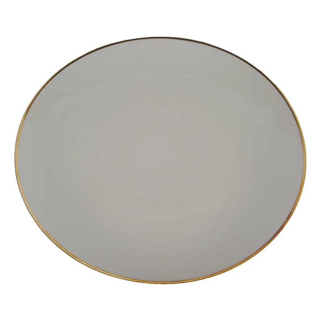 [458142504] Speiseteller Essteller Goldrand 23,7 cm Mitterteich Komet elfenbein Beige Bavaria gebraucht - gut