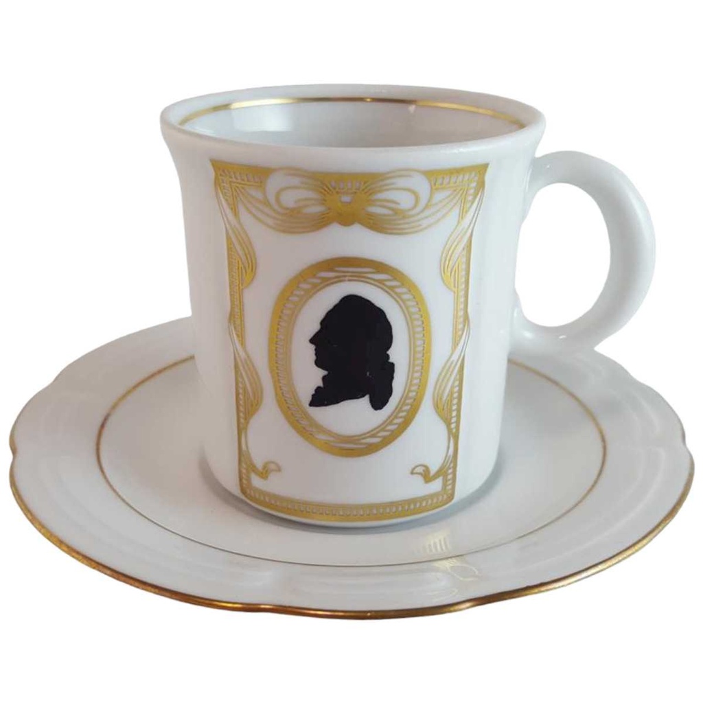 Mokkatasse mit Untertasse Tasse Espressotasse Weimar Porzellan J. W. Goethe gebraucht - sehr gut
