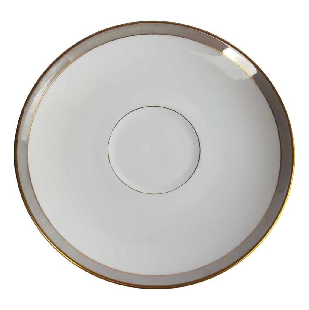 [458142718] Untertasse Goldrand 14,4 cm Edelstein Bavaria Grauband 21499 gebraucht - akzeptabel