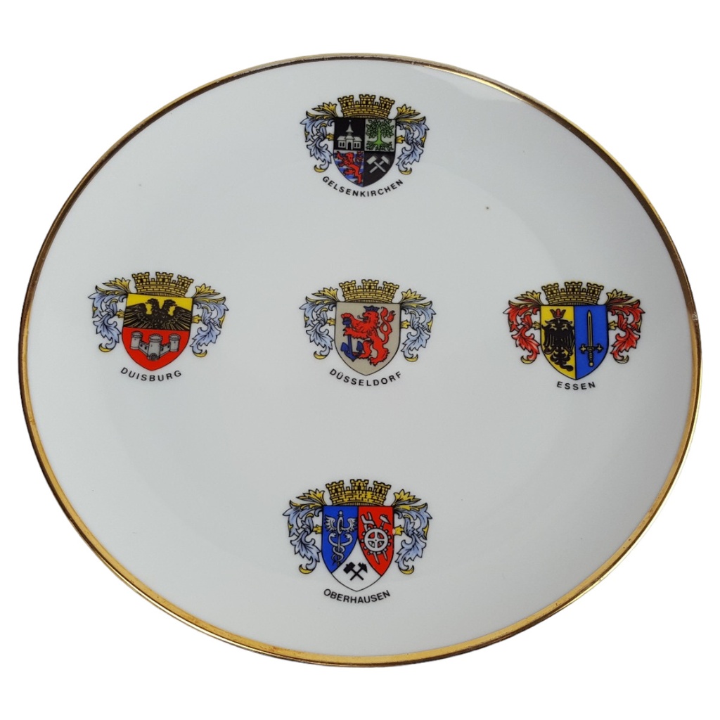 [458142727] Porzellan Sammelteller Souvenir Teller Wappen Nordrhein-Westfalen D 22 cm