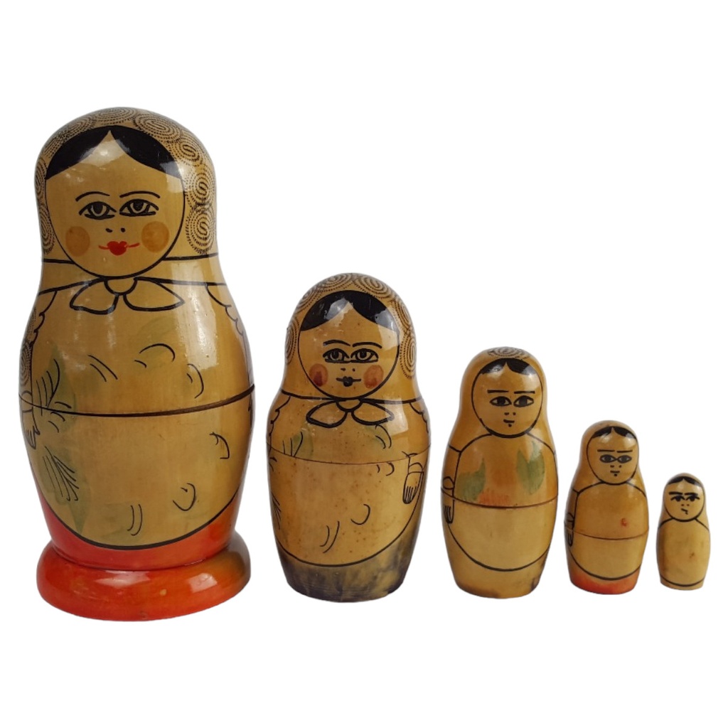 [458142729] Figur Skulptur Russische Matroschka Babuschka Holzpuppe 5 Puppen H 14 cm Geschenk Souvenir