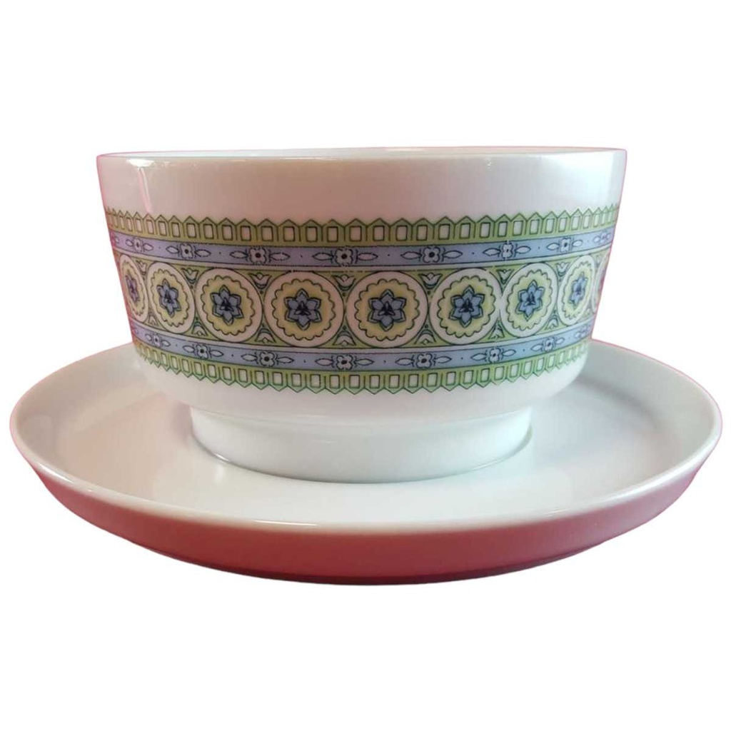 [45814287] Sauciere mit Teller 1tlg Seltmann Weiden Vohenstrauß grün blau Blumendekor Blumen gebraucht - gut