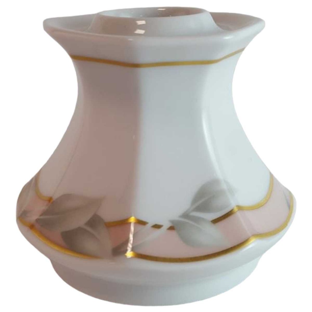 [45814348] Kerzenhalter Goldrand Winterling Marktleuthen Blättermotiv Rosa neu