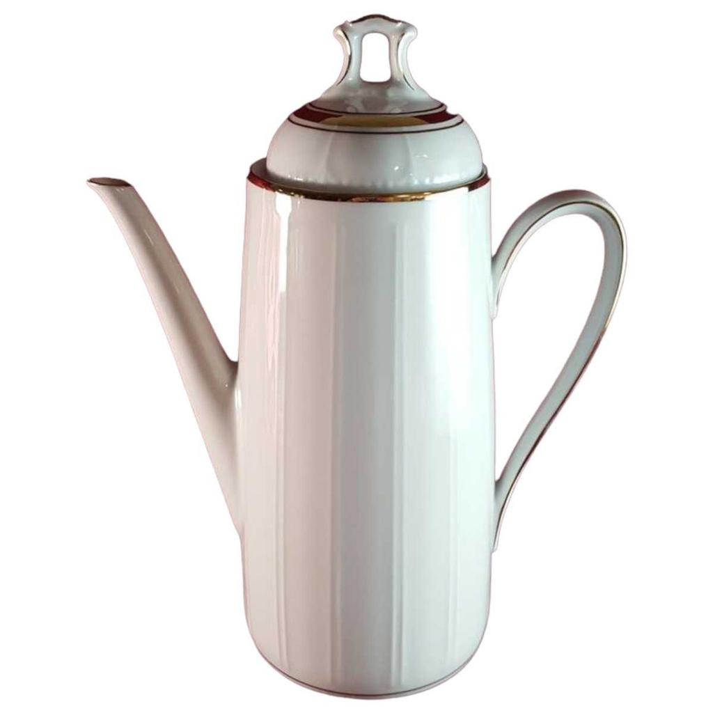 [45814386] Kaffeekanne Kanne 1,5 L Winterling Röslau weiß Relief braun gold Dekor gebraucht - sehr gut