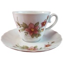 Kaffeetasse mit Untertasse Tasse & Winterling Kirchenlamitz Rot Rotrosa Blume Relief Form