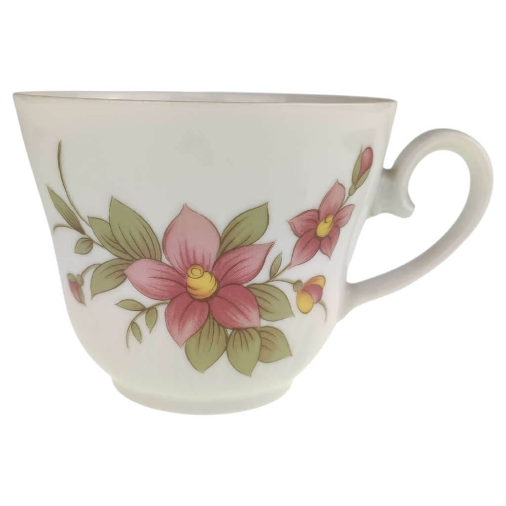 Kaffeetasse Tasse Winterling Kirchenlamitz Rot Rotrosa Blume Relief Form gebraucht - gut