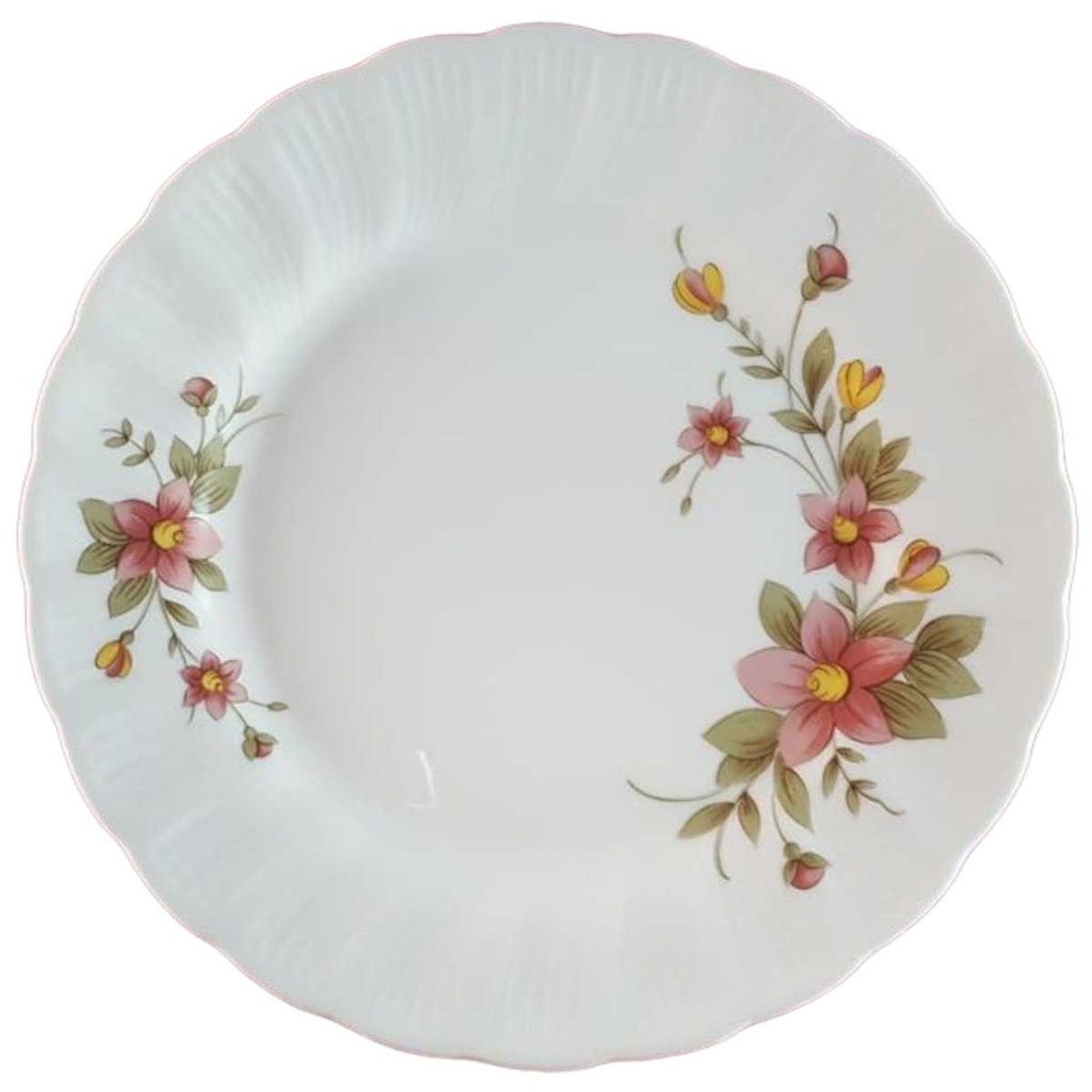 Kuchenteller Dessertteller Frühstücksteller 19,5 cm Winterling Kirchenlamitz Rot Rotrosa Blume Relief Form gebraucht - gut