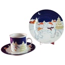 Kaffeegedeck Kaffeeset Komplett 3tlg Bel Canto blau weiß Weihnachtsdekor Eisbären