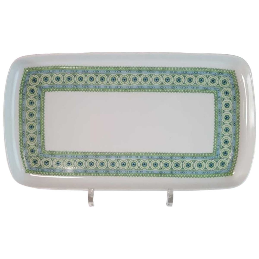 Servierplatte Speiseplatte Fleischplatte Steakplatte 32,7x18 cm Seltmann Weiden Vohenstrauß grün blau Blumendekor Blumen gebraucht - gut