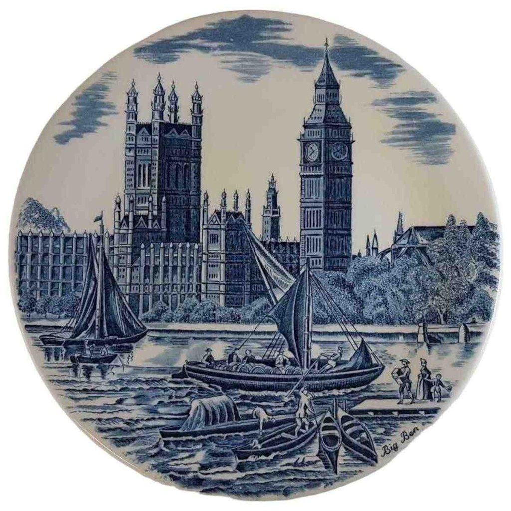 Wandteller Sammelteller Johnson Bros Big Ben Blau gebraucht - sehr gut