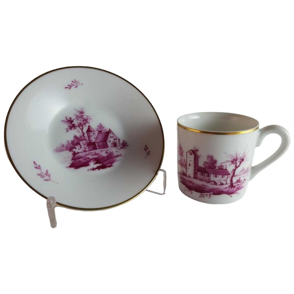 [45814540] Mokkatasse mit Untertasse Tasse Espressotasse Höchst rosa Bildmotive gebraucht - sehr gut