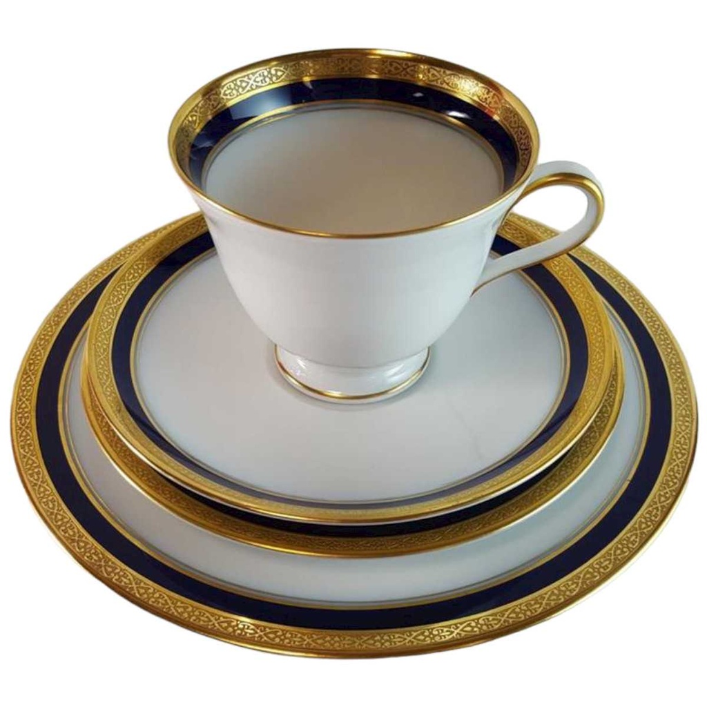 [45814561] Kaffeegedeck Kaffeeset Komplett Golddekor 4tlg 3tlg Hutschenreuther Cardiff Kobaltblau Blau gebraucht - sehr gut