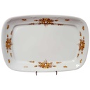 Servierplatte Speiseplatte Fleischplatte Steakplatte 30,8x21,4 cm Mitterteich Form 2040 Sissi braun goldene Blumen gebraucht - gut