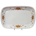 Servierplatte Speiseplatte Fleischplatte Steakplatte 35,2x23,7 cm Mitterteich Form 2040 Sissi braun goldene Blumen gebraucht - gut