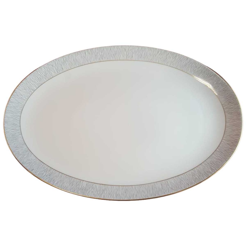 Fleischplatte groß 40x26,8 cm Königl. pr. Tettau Ria 1347 grauer Rand gebraucht - sehr gut
