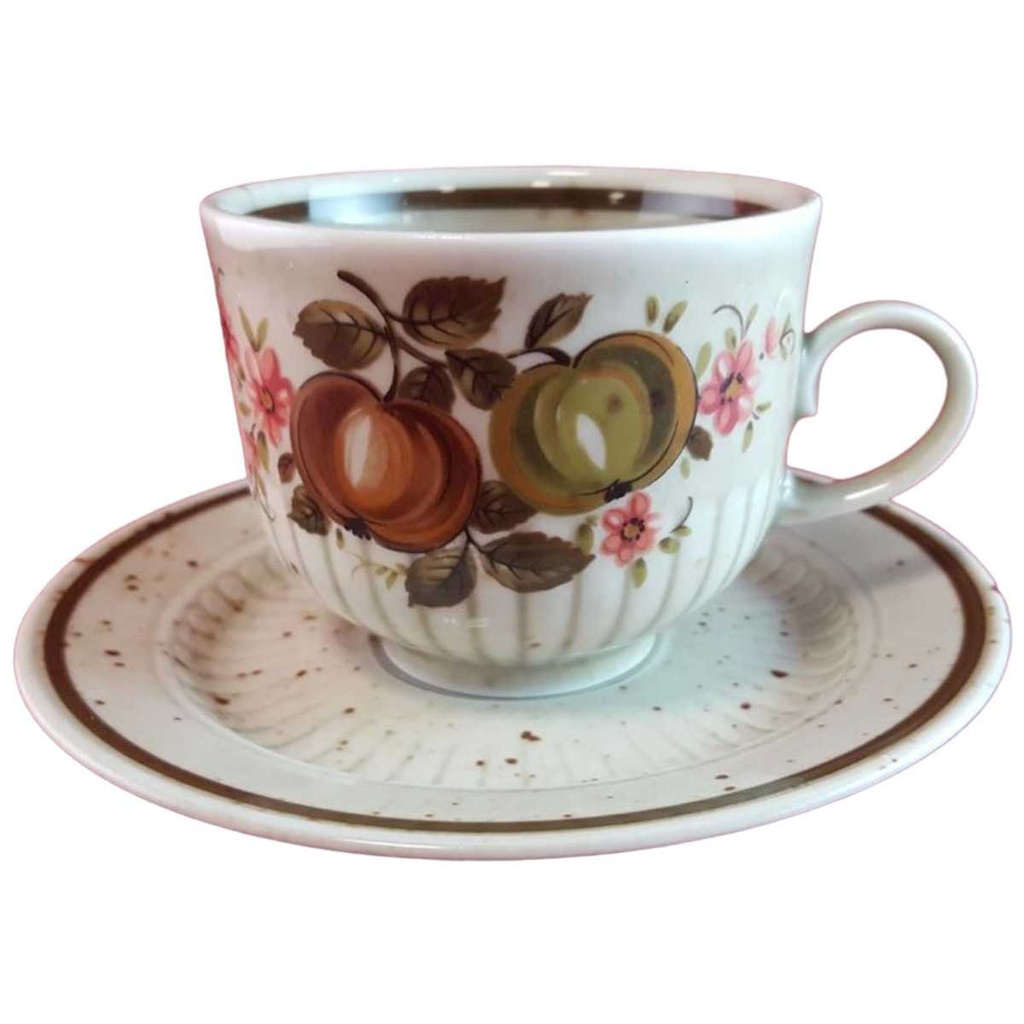 [45814633] Kaffeetasse mit Untertasse Tasse Winterling Marktleuthen Früchte Blumenmotiv gebraucht - gut