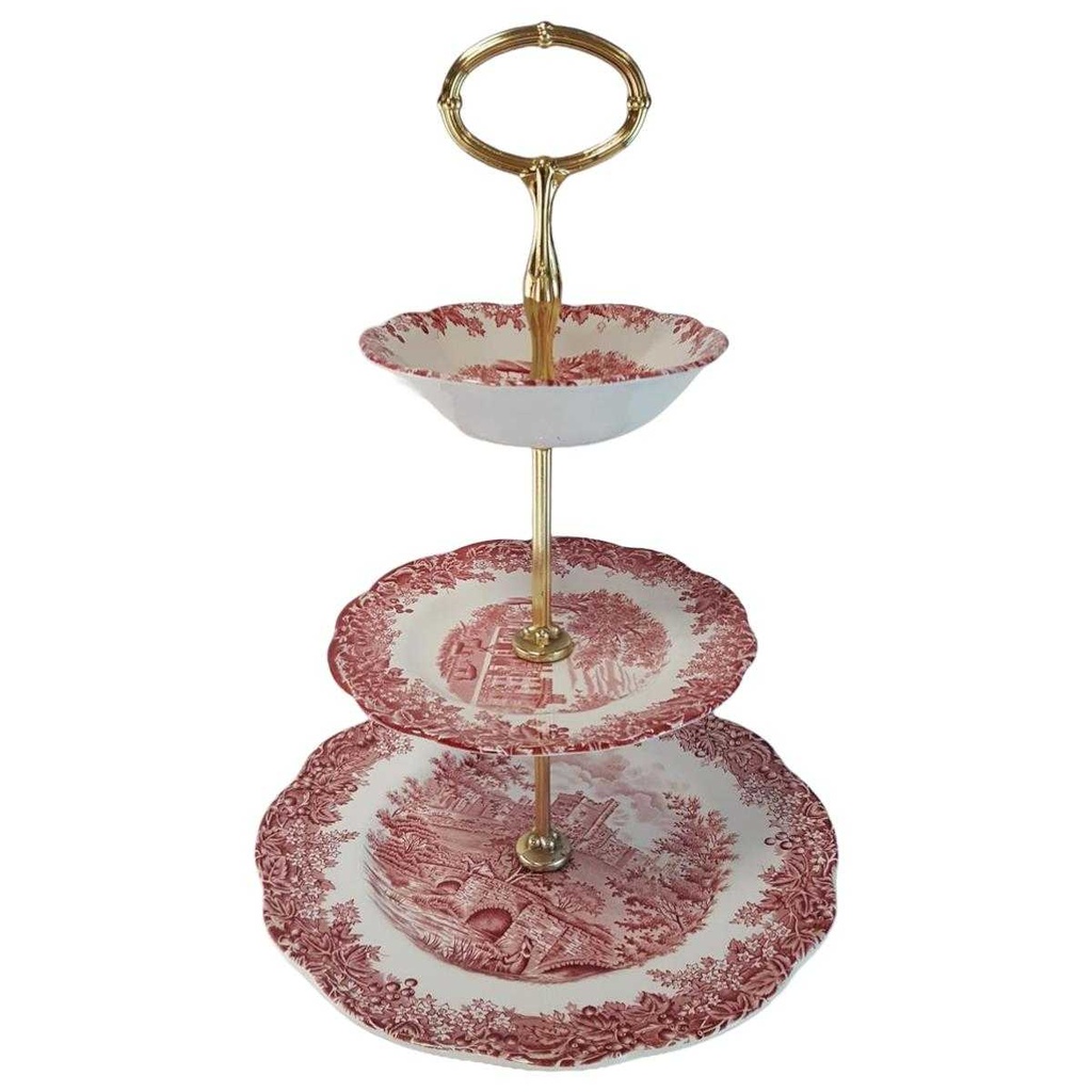 [45814643] Etagere 3stöckig J & G Meakin England Romantic Rot gebraucht - gut