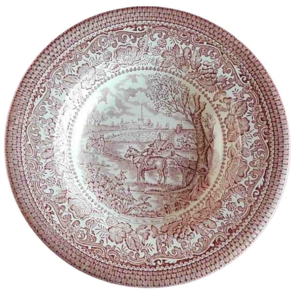 [45814676] Suppenteller 22,4 cm English Ironstone Tableware (EIT) EIT England Four Seasons Spring On The Home Farm Rot gebraucht - gut