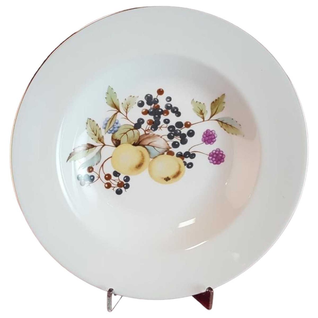 [45814677] Suppenteller Goldrand 22,2 cm Graf von Henneberg und Obstdekor gebraucht - gut