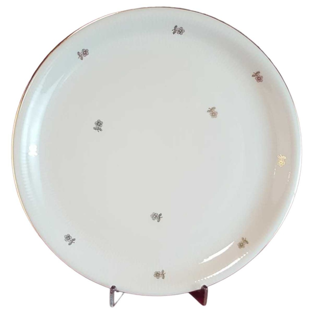 [45814690] Speiseteller Essteller Goldrand 24 cm Schumann Bavaria Carl Blumen Beige gebraucht - gut