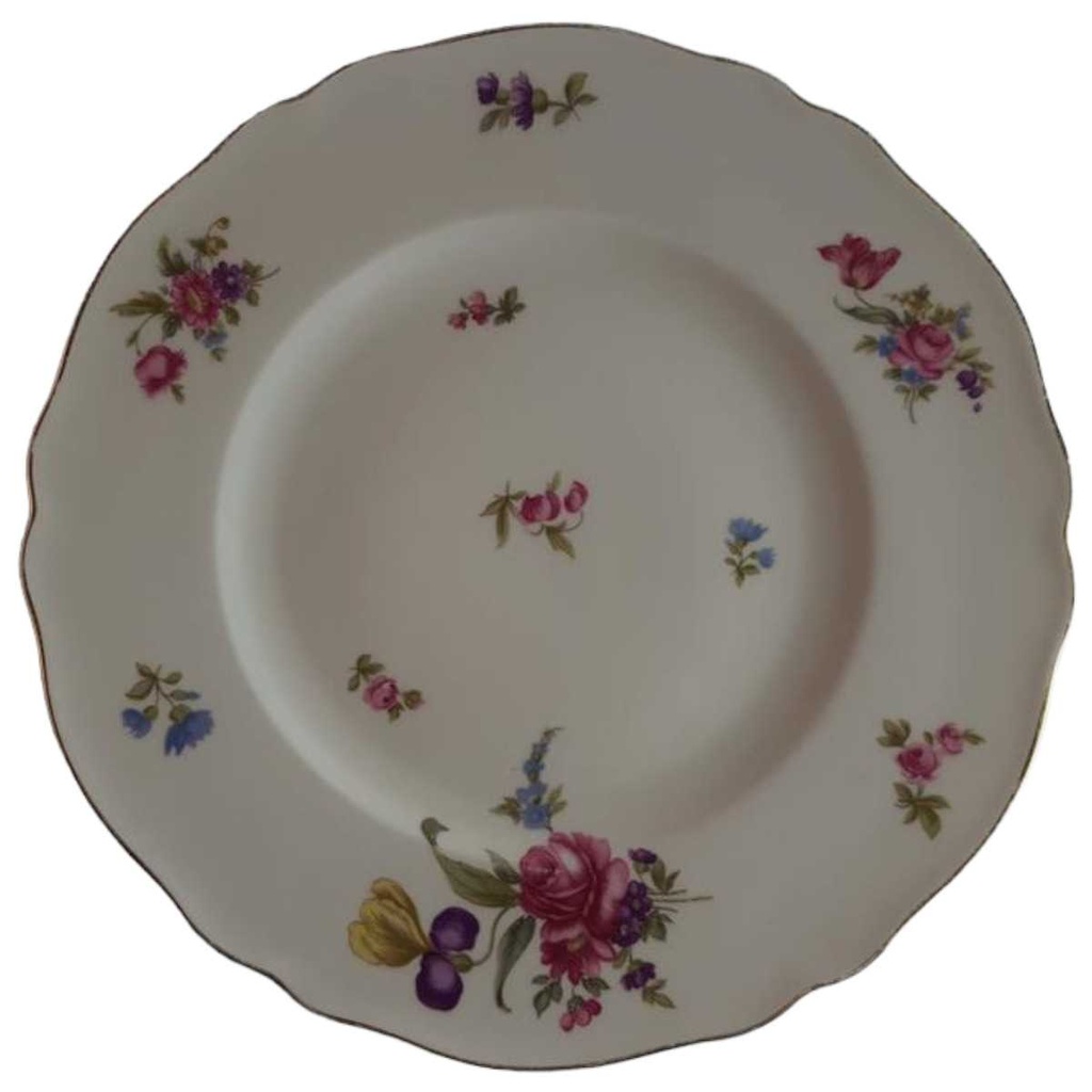 Speiseteller Essteller Goldrand 27,6 cm K & A Krautheim Norina Blumen gebraucht - akzeptabel