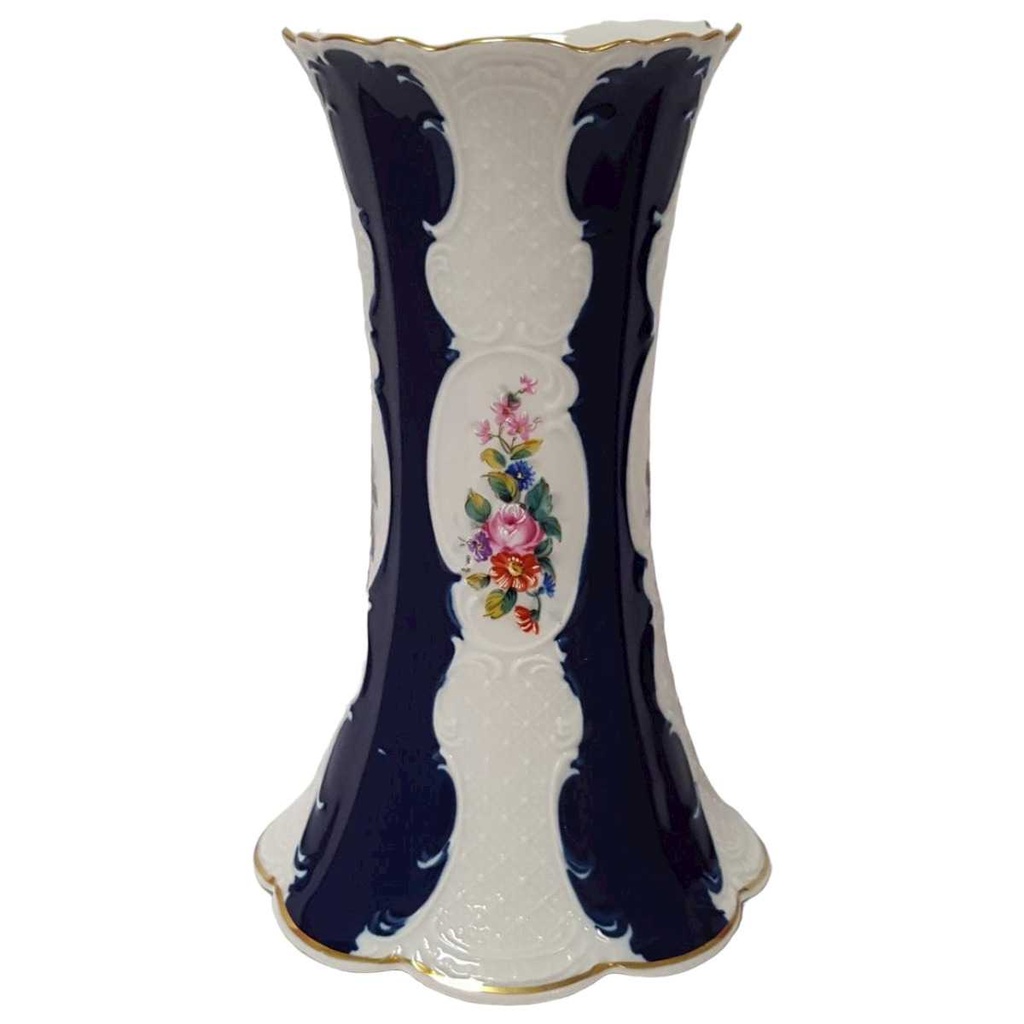 Tischvase Lindner Kueps Echt Kobalt Blumendekor Blumenvase H 19,8 cm