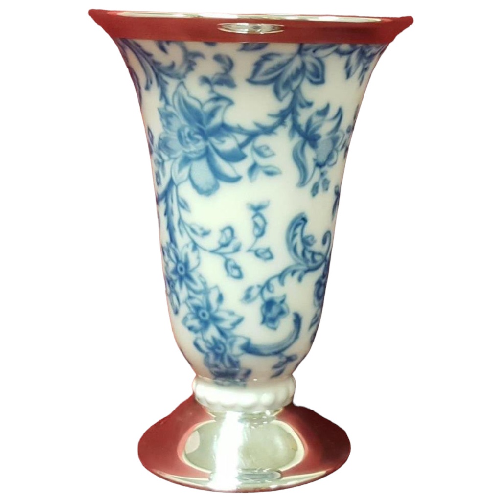 Hutschenreuther Hohenberg Silber overlay Porzellan Vase H 19 cm